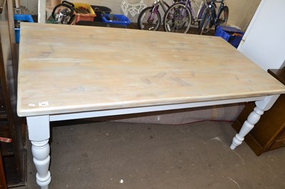 Lot 846 - Modern painted pine kitchen table on turned legs