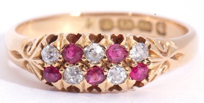 Lot 139 - Victorian 18ct gold ruby and diamond ring, a...