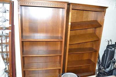 Lot 880 - Pair of modern oak finish bookcase cabinets