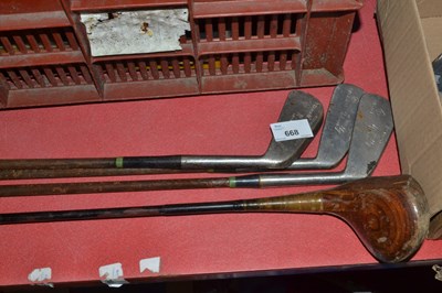 Lot 668 - Mixed Lot: Four vintage golf clubs examples...