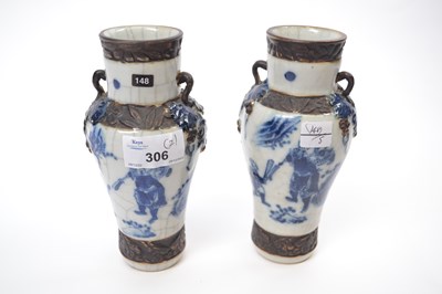 Lot 306 - Pair of Chinese porcelain crackle ware vases...