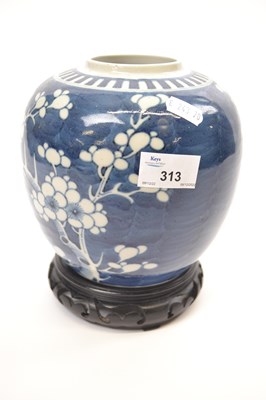 Lot 313 - Chinese porcelain ginger jar, the blue ground...