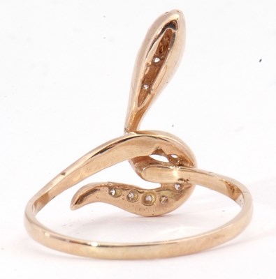 Lot 150 - Modern diamond snake ring, the head and tail...
