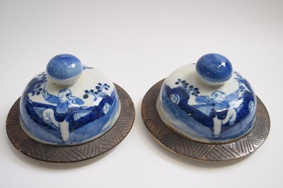 Lot 308 - Two Chinese porcelain large ginger jar covers...
