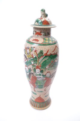 Lot 326 - Chinese crackle ware vase with polychrome...