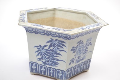 Lot 328 - Chinese porcelain planter of hexagonal form...