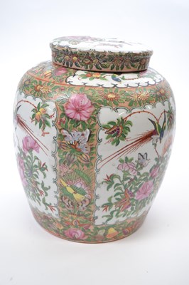 Lot 333 - Large porcelain jar decorated in Cantonese...