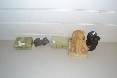 Lot 46 - Mixed Lot: Polished stone bookends, resin...