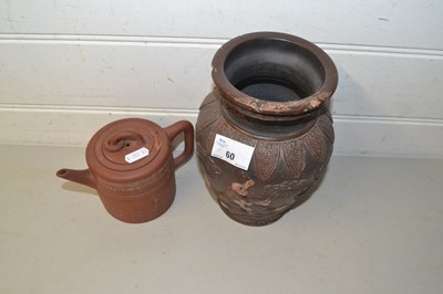 Lot 60 - Chinese Yizing terracotta teapot and a further...