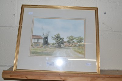 Lot 180 - Julia Want, Paston Mill, watercolour, framed...
