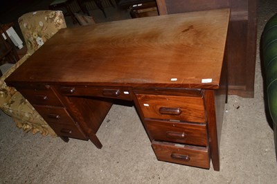 Lot 233 - Mid Century hardwood twin pedestal desk