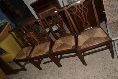 Lot 245 - Set of four 19th Century oak rush seated...
