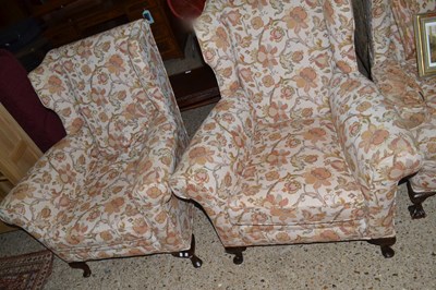Lot 268 - Pair of early 20th Century wing back armchairs