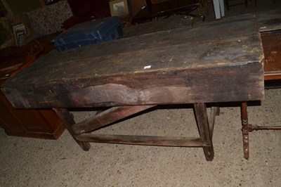 Lot 307 - Large wooden work bench, 196cm long