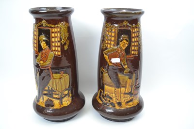Lot 375 - Pair of vases in Royal Doulton Kingsware style...