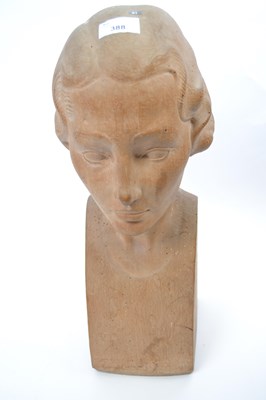 Lot 388 - Wooden sculpture of a young girls head in Art...