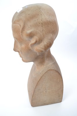 Lot 388 - Wooden sculpture of a young girls head in Art...