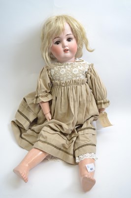 Lot 401 - Vintage doll with blonde hair and glass eyes,...