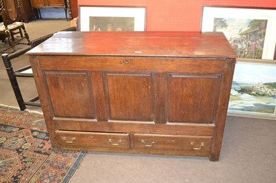 Lot 555 - George III oak mule chest of typical form with...