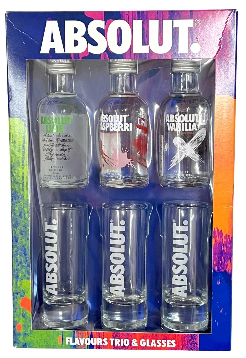 Lot 128 - Absolut Vodka trio & glasses gift set Absolut....