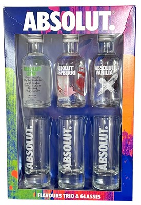 Lot 128a - Absolut Vodka trio & glasses gift set Absolut....