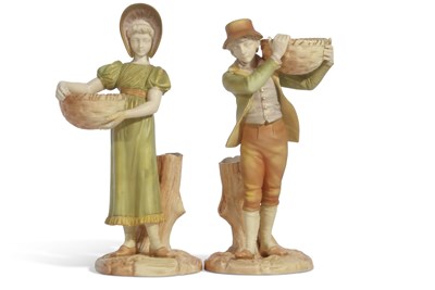 Lot 449 - Two Worcester figures of children holding a...