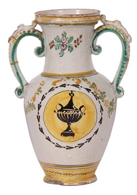 Lot 463 - Italian Maiolica two handled vase late 17th...