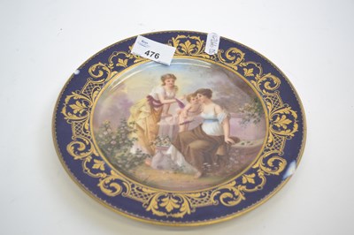 Lot 476 - Vienna plate painted with maidens and a cherub,...