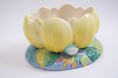 Lot 445 - Clarice Cliff planter shaped as a lilly pad