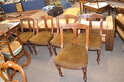 Lot 581 - Set of six late Victorian oak framed dining...