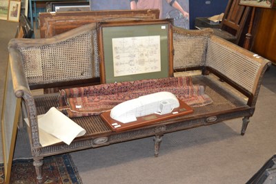 Lot 550 - Adam style large faded mahogany bergere sofa...