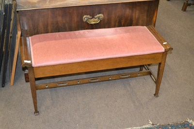 Lot 627 - Edwardian mahogany duet piano stool with pink...