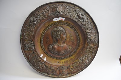 Lot 568 - Large Dutch circular embossed wall plaque with...