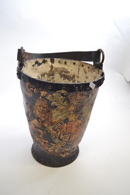 Lot 637 - Antique leather fire bucket decorated with...