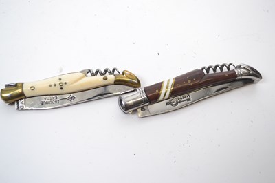 Lot 492 - Two Laguiole pen knives with corkscrew fittings