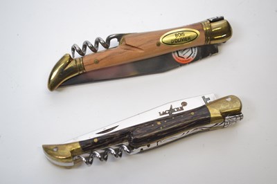 Lot 494 - Two laguiole pen knives with corkscrew fittings