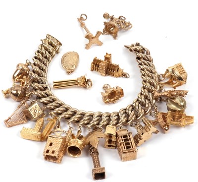 Lot 364 - .333 german gold charm bracelet with 9ctgold...