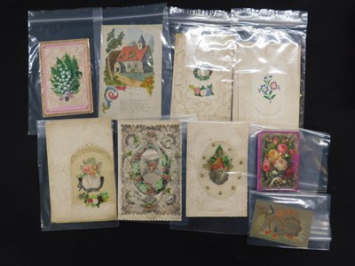 Lot 469 - Shoe box - 17 assorted Victorian paperlace and...