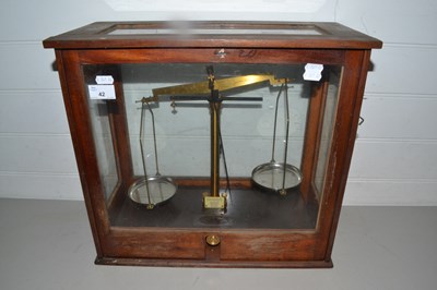 Lot 42 - Cased set of chemists precision beam scales...