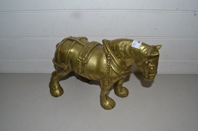 Lot 44 - Heavy brass model of a shire horse