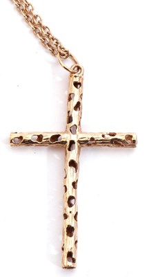 Lot 193 - 9ct gold cross pendant, a hollow pierced...