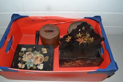 Lot 67 - Box of mixed items to include lacquered letter...