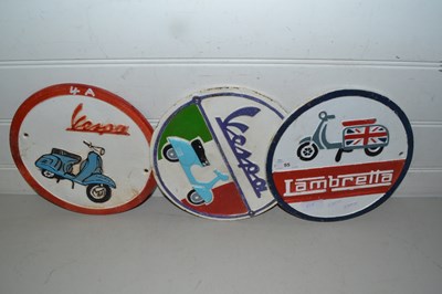 Lot 95 - Three modern cast iron wall plaques, Lambretta...