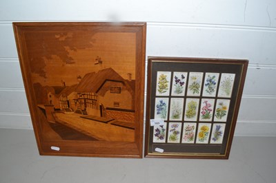 Lot 103 - Marquetry picture of a village street scene...