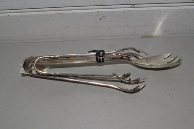 Lot 116 - Mixed Lot: Silver plated tongs and other items