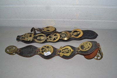 Lot 161 - Collection of horse brasses on leather straps