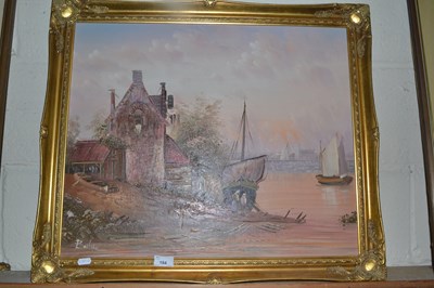 Lot 184 - Baillie, study of a Dutch river scene, oil on...