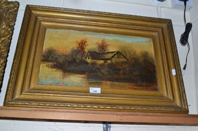 Lot 188 - W King, study of a riverside cottage, oil on...