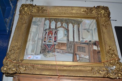 Lot 197 - Watercolour study of the interior of Burnham...