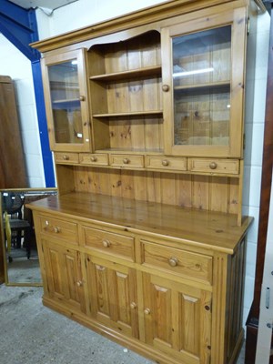 Lot 210 - Modern pine kitchen dresser with glazed top...